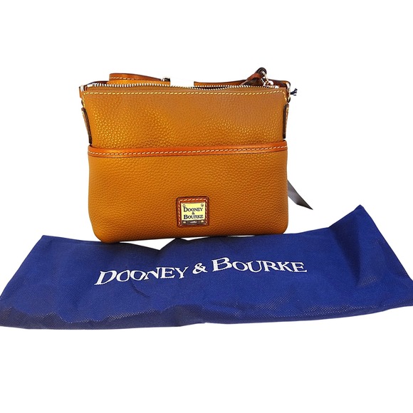 Dooney & Bourke Ginger Pouchette Crossbody Bag Caramel Pebbled Leather Purse NWT - Picture 10 of 12